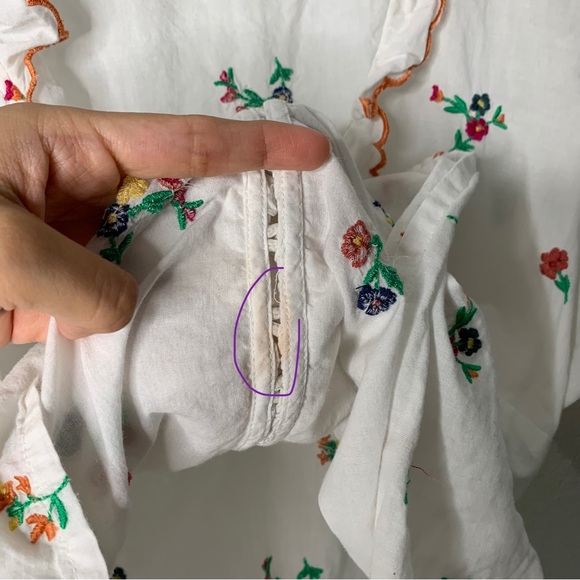 Sézane 38 US 6 Andrea Floral Embroidered Ruffle Blouse White Sheer - Picture 9 of 12